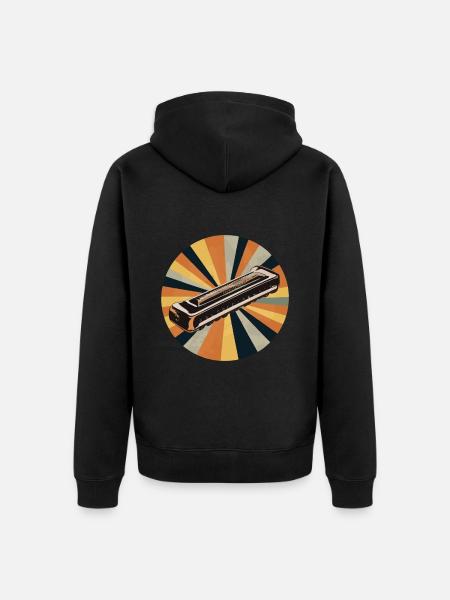 Harmonica Playing Gift - Unisex Premium Organic Zip Hoodie - black