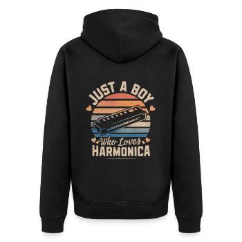 Cadeau de jeu d’harmonica - Veste à capuche bio Premium Unisexe - noir - Dos - Nico (187cm)