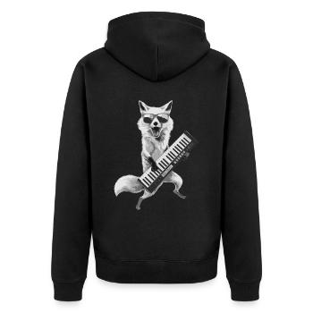 Fox Keytar Keyboard Gift - Unisex Premium Organic Zip Hoodie - black - Back - Nico (187cm)