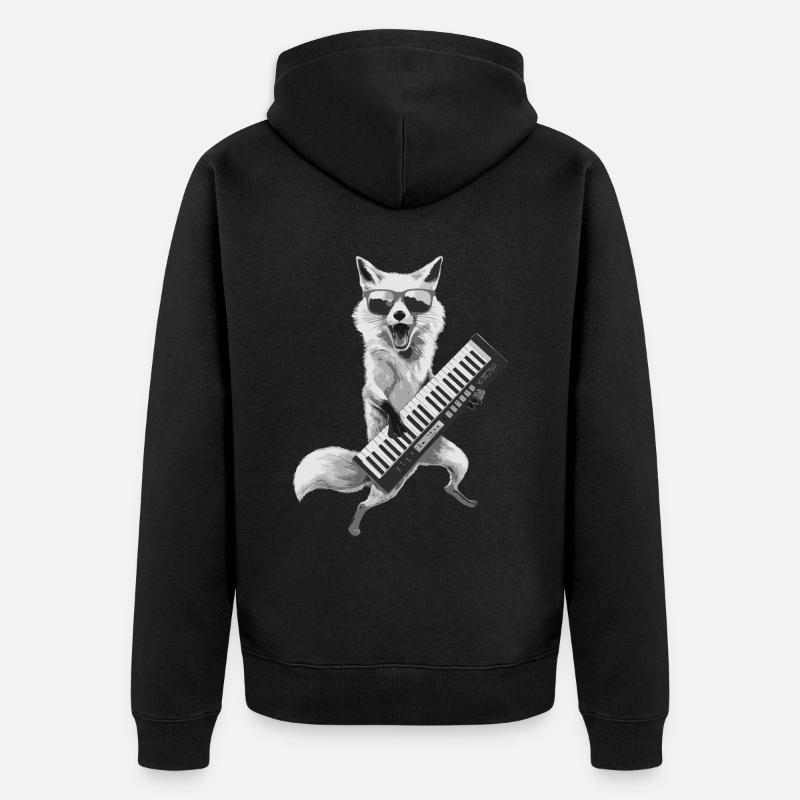 Fox Keytar Keyboard Geschenk - Unisex Premium Bio Zip Hoodie - Schwarz