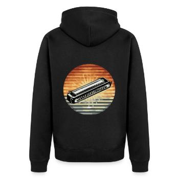 Harmonica Playing Gift - Unisex Premium Organic Zip Hoodie - black - Back - Nico (187cm)