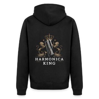 Harmonica Playing Gift - Unisex Premium Organic Zip Hoodie - black - Back - Nico (187cm)