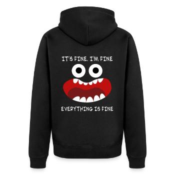 Everything is fine - Unisex Premium Organic Zip Hoodie - black - Back - Nico (187cm)