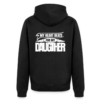 Filles Père Papa Fille - Veste à capuche bio Premium Unisexe - noir - Dos - Nico (187cm)