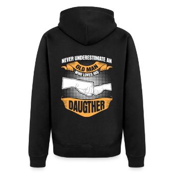 Dad Father Daughter Daughters - Unisex Premium Organic Zip Hoodie - black - Back - Nico (187cm)