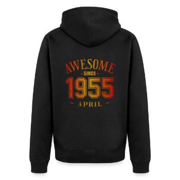 April 1955 - Geburtstag im April Awesome - Unisex Premium Bio Zip Hoodie - Schwarz - Hinten - Nico (187cm)