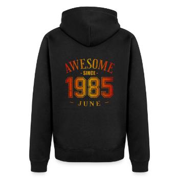 June 1985 - Geburtstag im Juni Awesome - Unisex Premium Bio Zip Hoodie - Schwarz - Hinten - Nico (187cm)