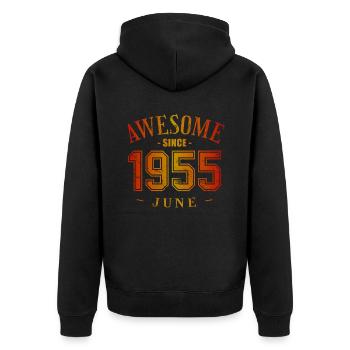 June 1955 - Geburtstag im Juni Awesome - Unisex Premium Bio Zip Hoodie - Schwarz - Hinten - Nico (187cm)