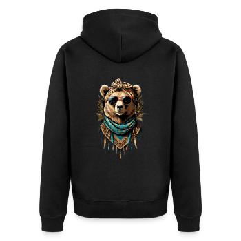 Funny Mama Bear Mother Bear Bear Lover - Unisex Premium Organic Zip Hoodie - black - Back - Nico (187cm)