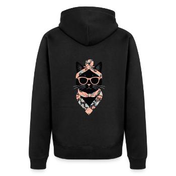 Cute Cat Mom Cat Lover Mom Style - Unisex Premium Organic Zip Hoodie - black - Back - Nico (187cm)
