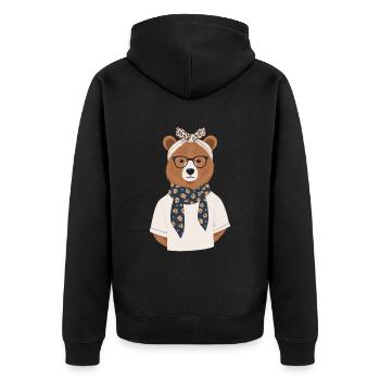 Drôle Maman Ours Mère Ours Ours Amoureux de l’Ours - Veste à capuche bio Premium Unisexe - noir - Dos - Nico (187cm)