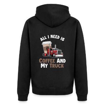 Coffee and my Truck Trucker Legends Truckie Truck - Unisex Premium Organic Zip Hoodie - black - Back - Nico (187cm)