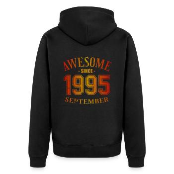 Septembre 1995 - Anniversaire de septembre - Veste à capuche bio Premium Unisexe - noir - Dos - Nico (187cm)
