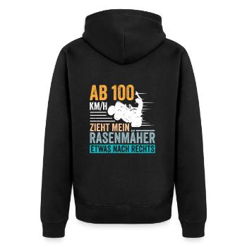 Rasenmäher Rasentraktor Aufsitzrasenmäher - Unisex Premium Bio Zip Hoodie - Schwarz - Hinten - Nico (187cm)