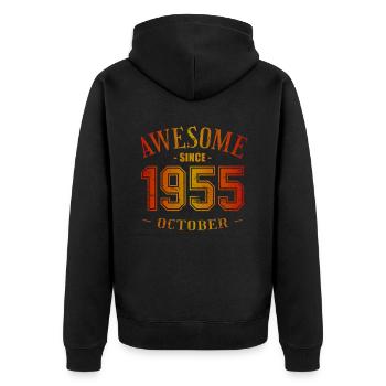 October 1955 - Geburtstag im Oktober Awesome - Unisex Premium Bio Zip Hoodie - Schwarz - Hinten - Nico (187cm)