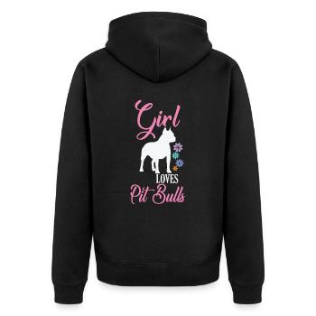 Une fille aime l’animal de compagnie Pit Bulls - Veste à capuche bio Premium Unisexe - noir - Dos - Nico (187cm)