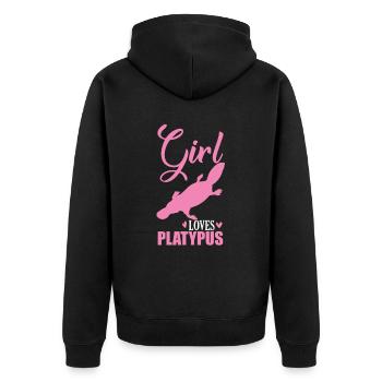Girl loves Platypus Schnabeltier - Unisex Premium Bio Zip Hoodie - Schwarz - Hinten - Nico (187cm)