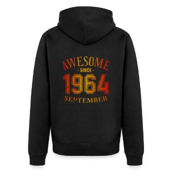 Septembre 1964 - Anniversaire de septembre - Veste à capuche bio Premium Unisexe - noir - Dos - Nico (187cm)