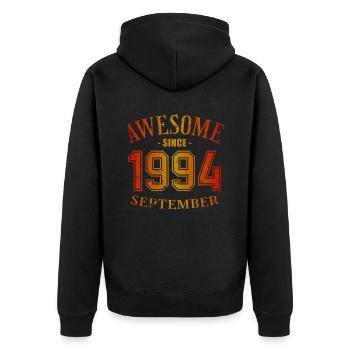 Septembre 1994 - Anniversaire de septembre - Veste à capuche bio Premium Unisexe - noir - Dos - Nico (187cm)