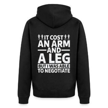 Amputation Lost Leg - Unisex Premium Organic Zip Hoodie - black - Back - Nico (187cm)