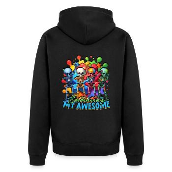 Autist Autistisch Autismus Embracing my awesome - Unisex Premium Bio Zip Hoodie - Schwarz - Hinten - Nico (187cm)