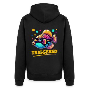 Humuhumunukunukuapua'a Hawaiian Reef Pusher - Unisex Premium Organic Zip Hoodie - black - Back - Nico (187cm)