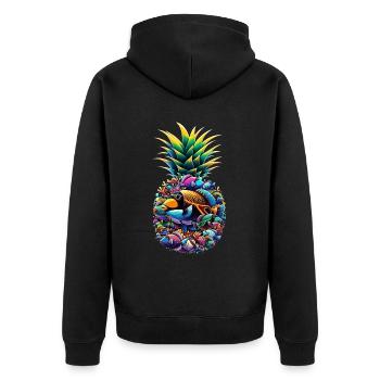 Humuhumunukunukuapua'a Hawaiian Reef Pusher - Unisex Premium Organic Zip Hoodie - black - Back - Nico (187cm)
