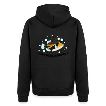 Humuhumunukunukuapua'a Hawaiianischer Riff-Drücker - Unisex Premium Bio Zip Hoodie - Schwarz - Hinten - Nico (187cm)