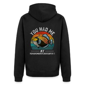 Humuhumunukunukuapua'a Hawaiian Reef Pusher - Unisex Premium Organic Zip Hoodie - black - Back - Nico (187cm)