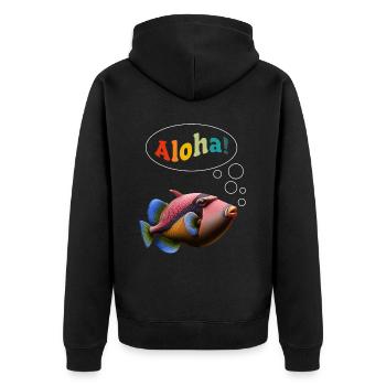 Humuhumunukunukuapua'a Hawaiian Reef Pusher - Unisex Premium Organic Zip Hoodie - black - Back - Nico (187cm)