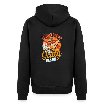 Surfer Bare Feet Salty Hair - Unisex Premium Organic Zip Hoodie - black - Back - Nico (187cm)