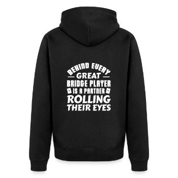 Bridge - Unisex Premium Bio Zip Hoodie - Schwarz - Hinten - Nico (187cm)