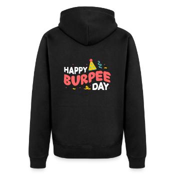 Burpees Fitness Burpee Krafttraining Geschenk - Unisex Premium Bio Zip Hoodie - Schwarz - Hinten - Nico (187cm)