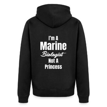Ich Bin Meeresbiologe Und Keine Prinzessin. - Unisex Premium Bio Zip Hoodie - Schwarz - Hinten - Nico (187cm)