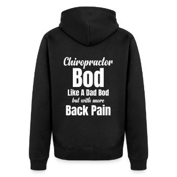 Chiropraktiker-körper Wie Ein Vater-körper, Aber - Unisex Premium Bio Zip Hoodie - Schwarz - Hinten - Nico (187cm)