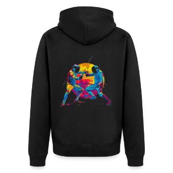 Fencing Fencer Pop Art - Unisex Premium Organic Zip Hoodie - black - Back - Nico (187cm)