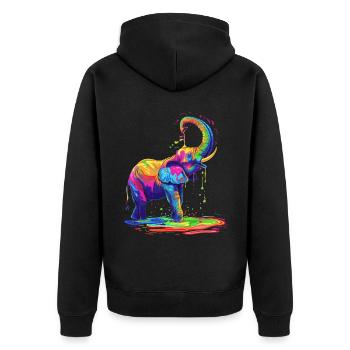 Elefant Tier Pop Art - Unisex Premium Bio Zip Hoodie - Schwarz - Hinten - Nico (187cm)