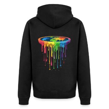 Flat Earth Conspiracy Theory Pop Art - Unisex Premium Organic Zip Hoodie - black - Back - Nico (187cm)