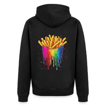 Frites, pommes de terre, Pop Art - Veste à capuche bio Premium Unisexe - noir - Dos - Nico (187cm)