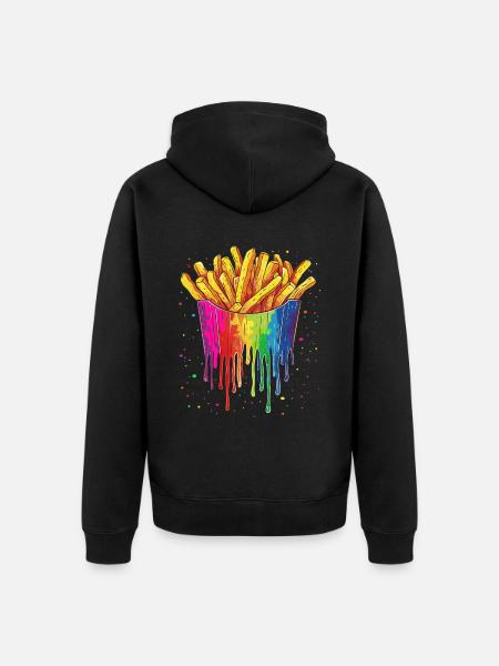 French Fries Potato Pop Art - Unisex Premium Organic Zip Hoodie - black