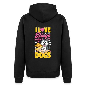 Bingo Player Dog I Love Bingo And - Unisex Premium Organic Zip Hoodie - black - Back - Nico (187cm)