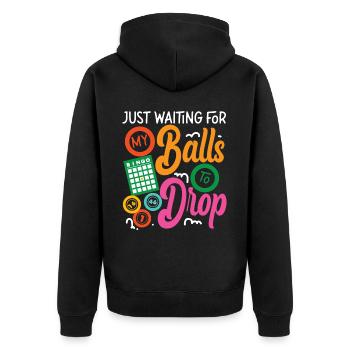 Bingo Player Pun Just Waiting For - Unisex Premium Bio Zip Hoodie - Schwarz - Hinten - Nico (187cm)