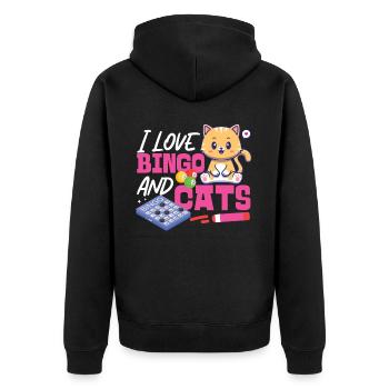 Bingo Player Cat I Love Bingo And - Unisex Premium Organic Zip Hoodie - black - Back - Nico (187cm)