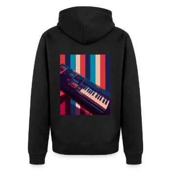 Keytar Keyboard Gift - Unisex Premium Organic Zip Hoodie - black - Back - Nico (187cm)
