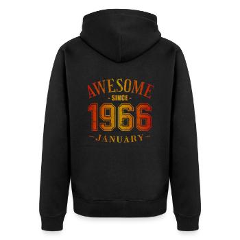 January 1966 - Geburtstag im Januar Awesome - Unisex Premium Bio Zip Hoodie - Schwarz - Hinten - Nico (187cm)