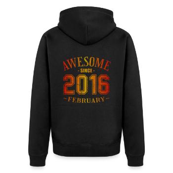 February 2016 - Birthday in February Awesome - Unisex Premium Organic Zip Hoodie - black - Back - Nico (187cm)