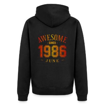June 1986 - Geburtstag im Juni Awesome - Unisex Premium Bio Zip Hoodie - Schwarz - Hinten - Nico (187cm)