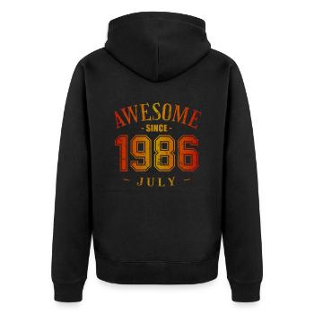 July 1986 - Geburtstag im Juli Awesome - Unisex Premium Bio Zip Hoodie - Schwarz - Hinten - Nico (187cm)