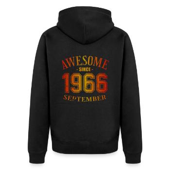September 1966 - Geburtstag im September Awesome - Unisex Premium Bio Zip Hoodie - Schwarz - Hinten - Nico (187cm)