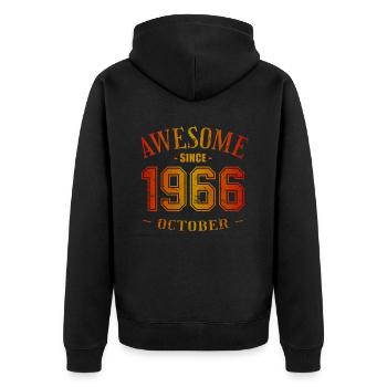 October 1966 - Geburtstag im Oktober Awesome - Unisex Premium Bio Zip Hoodie - Schwarz - Hinten - Nico (187cm)